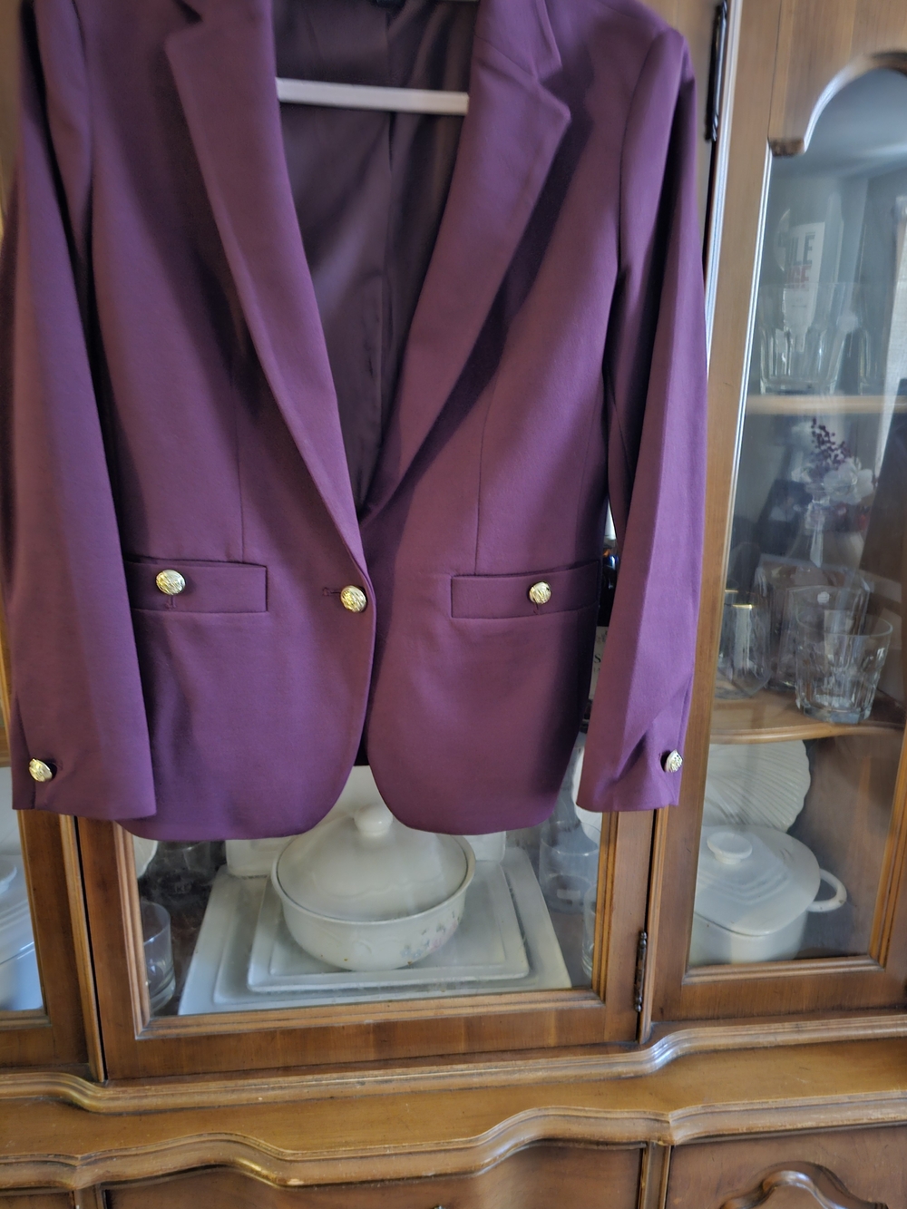 Ann Taylor Plum Purple Blazer with Gold Buttons